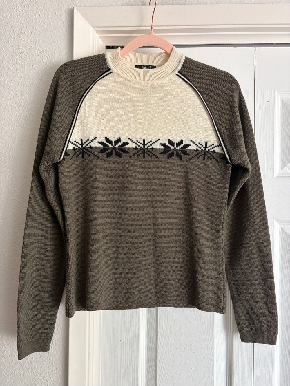 NILS Nordic Fair Isle Vintage Wool Blend Ski Snow Winter Sweater Size S
